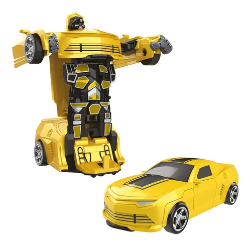 Imagem 1 de 3 de Carro Robô 2 Em 1 Colisium Car Transformação Amarelo Coloria