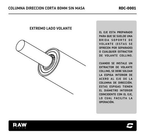 Imagen 4 de 7 de Columna De Direccion Para Extractor Volante 80mm Raw Parts
