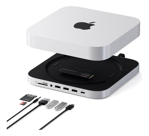 Satechi Mac Mini Hub Y Soporte Con Carcasa Ssd Para M.2, Mac