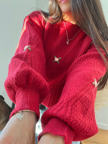 Sweater Importado De Mujer Bordado Super Suave Y Calentito