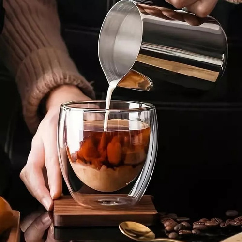 Set X6 Tazas Café Pocillos Vaso Doble Pared Termico Frio Calor Vidrio Borosilicato Levys Bazar 250ml
