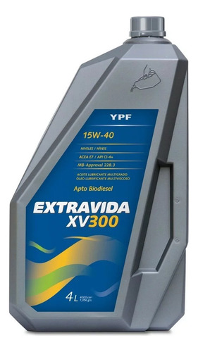 Óleo de vida extra Xv 300 15w40 Ypf para motor mineral de 4 L