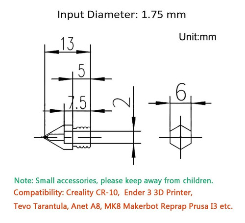 X2 Boquillas Nozzle 0.4 Mk8 M6 Impresora 3d Ender 3 Anet A4