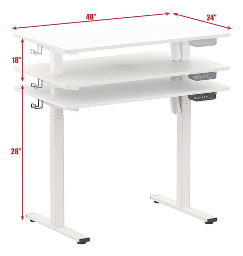 Escritorio Electrico Altura Ajustable 40x24 Pulgadas Blanco