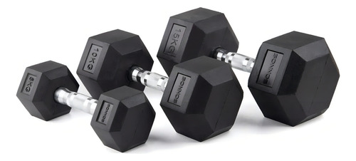 Mancuerna Sonnos Hexagonal Caucho Negro De 20kg