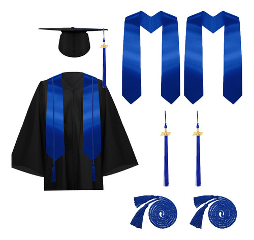 6pzs Estola Y Borla De Graduación Para Toga Y Birrete Azul