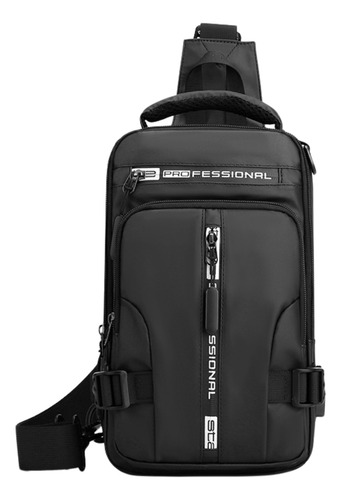 Mochila Transversal De Peito Mini Impermeável Pochete Viagem Bolsa Multifuncional Masculina Zafin Cor Preto