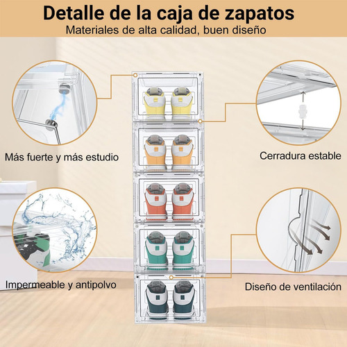 Caja Organizador De Zapatos Acrilico Apilables Kimhi Para Tenis Sneakerbox Con Puerta Iman Zapatero Multifuncional Transparente