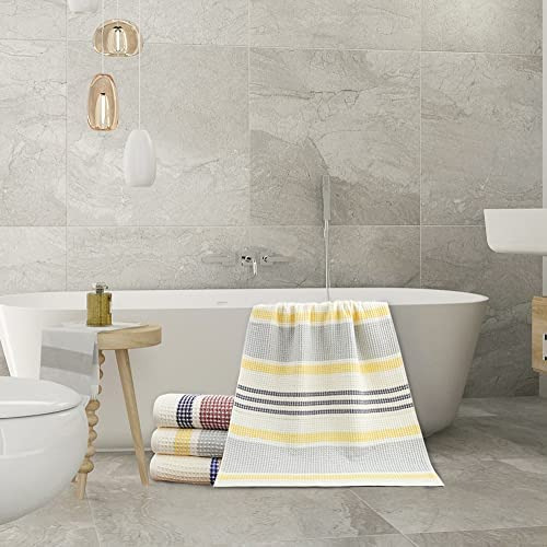 Toalla De Gofre Delgada Para Baño 100% Algodón Secado Rápido