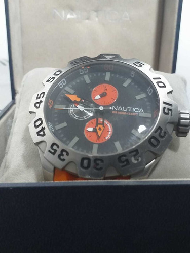 Relógio Náutica Usado Original N15566g Pulseira Laranja