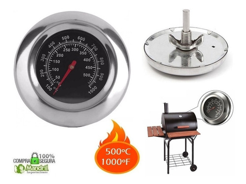 Termómetro Horno Acero Artesanal Cilindro Industrial 500ºc