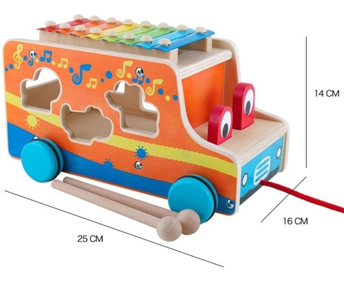 Imagen 4 de 10 de Acool Camion Madera Xilofon Animales Encastre Ac7643
