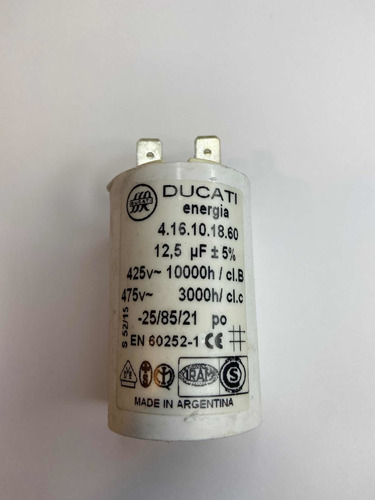 Capacitor De Arranque Ducati 12,5mf 450v Ionlux
