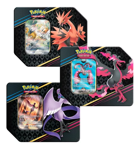 Pokemon TCG Estampas Ilustradas 3 Latas Articuno Zapdos Moltres De