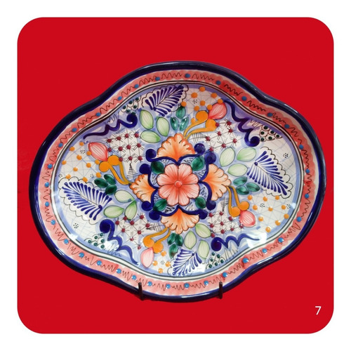 Imagen 3 de 9 de Charola Pavera Mediana De Talavera Poblana Colores Chr