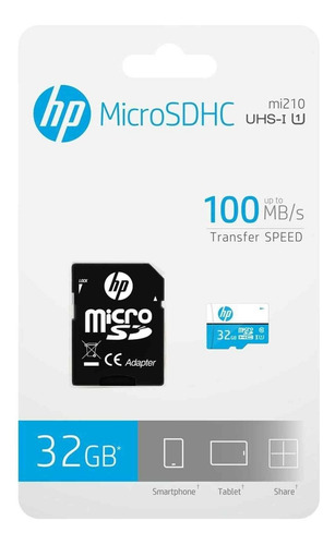 Tarjeta de memoria micro SDHC HP Class10 de 32 GB con adaptador