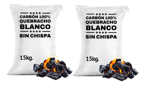 2 Sacos De Carbón Quebracho Blanco (30 Kg Aprox.)