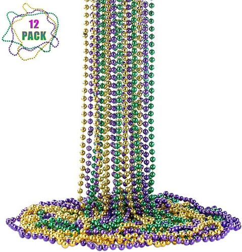 Favonir Mardi Gras - Collar De Cuentas Variadas, Metálico, R