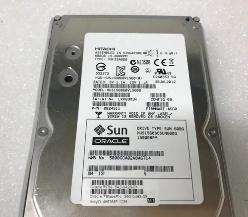 Hd Hitachi Para Sun Oracle 600gb 15k Sas 6g 3.5 Hus156060vls600 0b24511 Pn 542-0428-01 Oracle Base Pn: 390-0483-03 Sem Gaveta