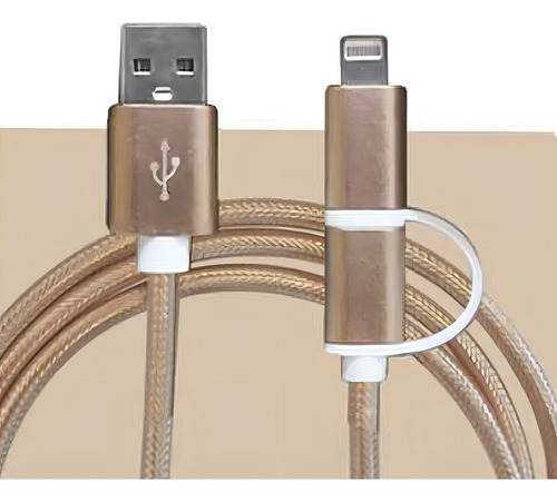 Cabo Extensor Usb 2 Metros Carga E Dados Micro Usb Ligthning Cor Dourado