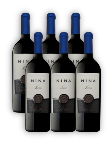 Vino Nina Gran Merlot Caja X6 750ml Valle De Aminga La Rioja