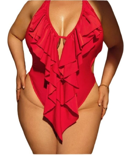 Traje De Baño Shein Curvy Una Pieza Con Escote