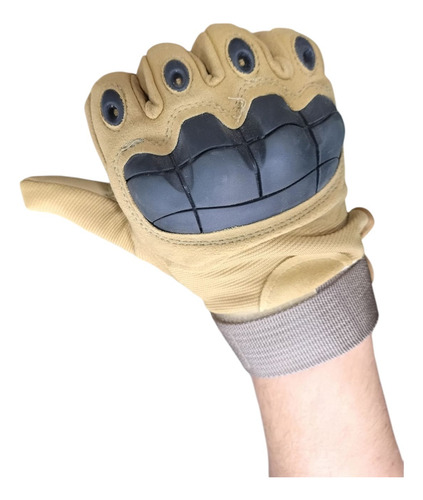 Guantes Tácticos Militar Policía Moto Dedos Completos Marrón Claro L