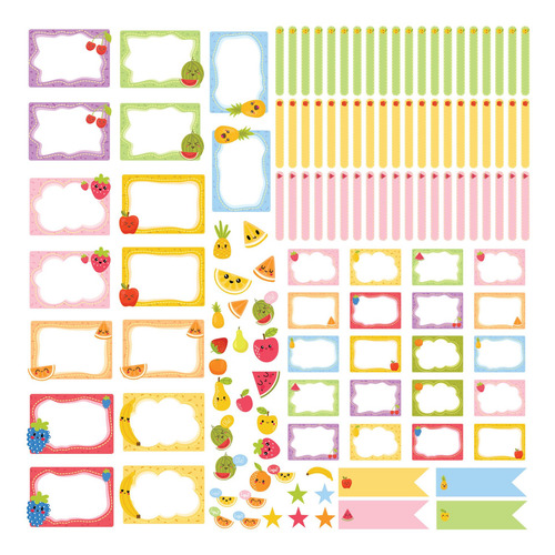 Imagem 3 de 3 de Etiquetas Escolares Frutas Personalizadas Kit Jumbo