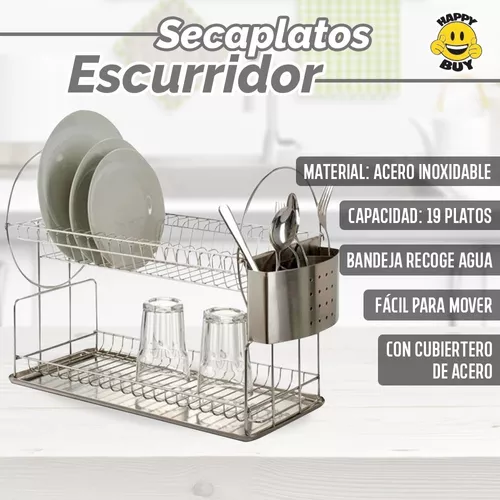 Secaplatos Escurridor 2 Niveles Acero Inoxidable 23 Platos