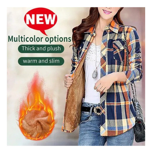 Camisa A Cuadros De Mujer De Felpa Cálida De Invierno