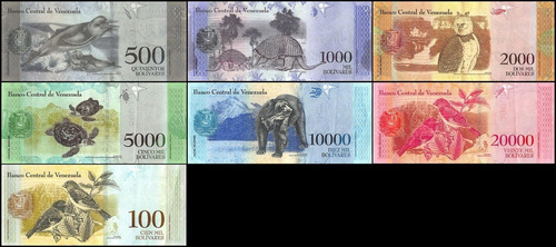 Serie De 7 Billetes De Venezuela Mandato Maduro Completa 