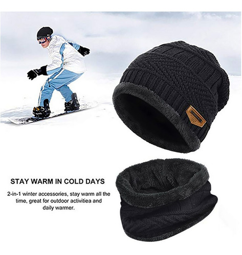 Hombres Caliente Gorro De Invierno Espesar Sombrero Y Bufand