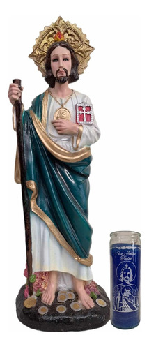 San Judas Tadeo 60 Cm Figura De Resina + Veladora+ Inciensos