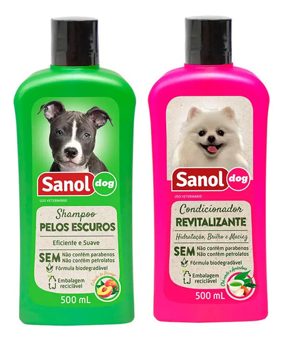 Kit Banho Cães: Shampoo Pelo Escuro Condicionador Revital