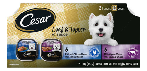 Comida Húmeda Cesar Loaf And Topper Paquete Variado 24pack