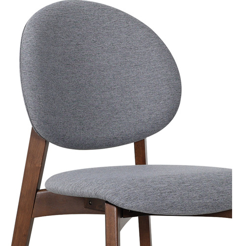 Silla Comedor Madera Nogal Tapiz Gris Minimalista Moderna