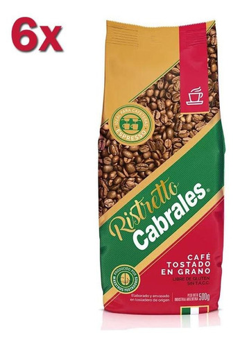 6x Cafe Grano Cabrales Ristretto 500gr Tostado 3kg