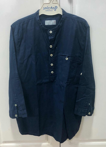 Camisa De Lino Azul Zara Talle 11/12 Impecable