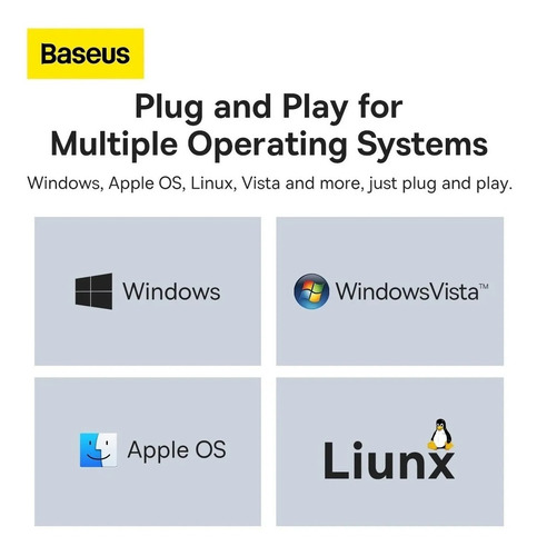 Imagen 3 de 8 de Hub Adaptador Con Conector Usb-c 4 Usb 3.0 Baseus Cable 1m