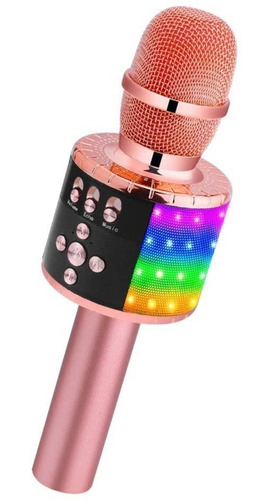 Micrófono Karaoke Inalámbrico Con Bluetooth Oro Rosa -bonaok