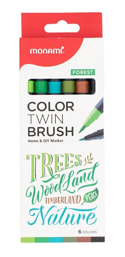 Imagen 1 de 5 de Set 6 Monami Color Twin Brush Doble Punta