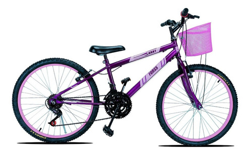 Bicicleta  de passeio infantil Forss Anny aro 24 freios v-brakes cor violeta com descanso lateral