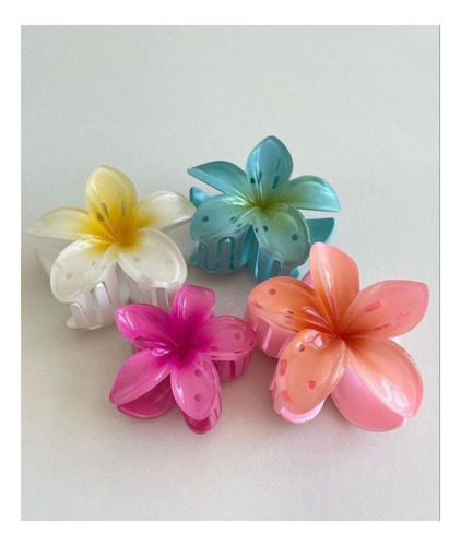Broche Flor Hawaiianas Hibiscus Colores Gancho Pelo