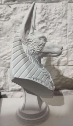 Busto Del Dios Egipcio Anubis De 22cm - Impresion 3d Ia3d Blanco