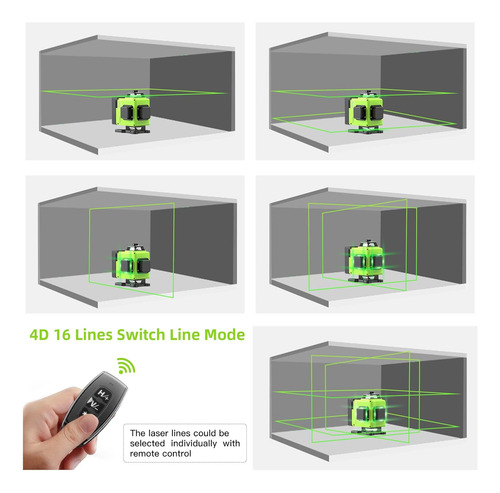 Nivel Láser Verde 4d 16 Líneas Autonivelante 2 Baterías