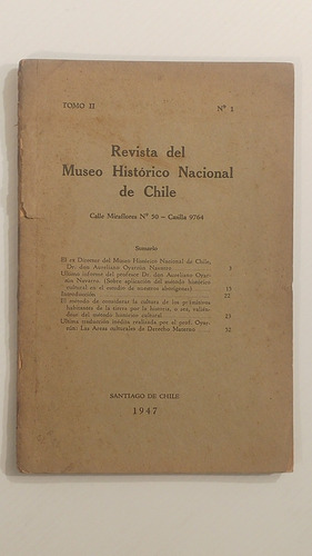 Revista Del Museo Historico Nacional De Chile.tomo Ii.nº 1