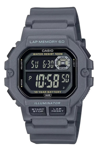 Reloj Casio Illuminator Ws-1400h-8bv Correa Gris Oscuro Bisel Gris Oscuro Fondo Negro
