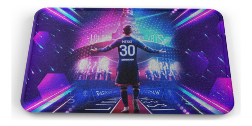 Tapete Lionel Messi Espalda Paris Neón Baño Lavable 40x60cm