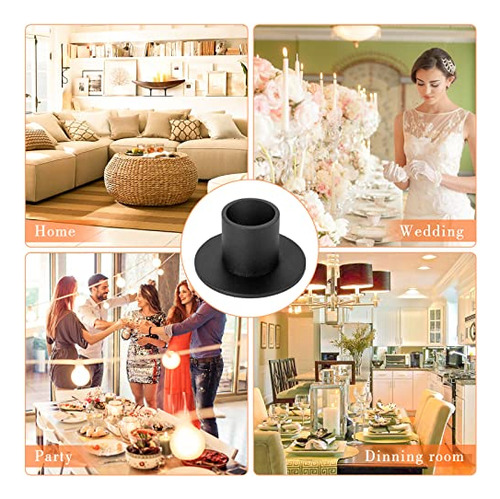Set De 8 Portavelas Negro Mate Para Velas Cónicas/led