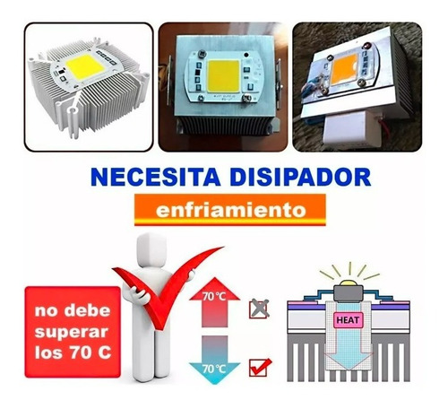 Imagen 2 de 4 de Led Cob Chip 30w Blanco Frio 220v 6000k Local Grow